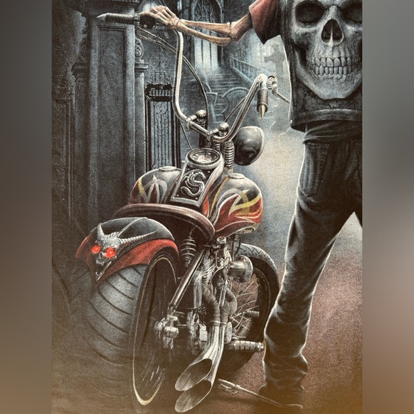 Black Motorcycle Biker Grim Reaper Skull Skeleton - Picture 5 of 12